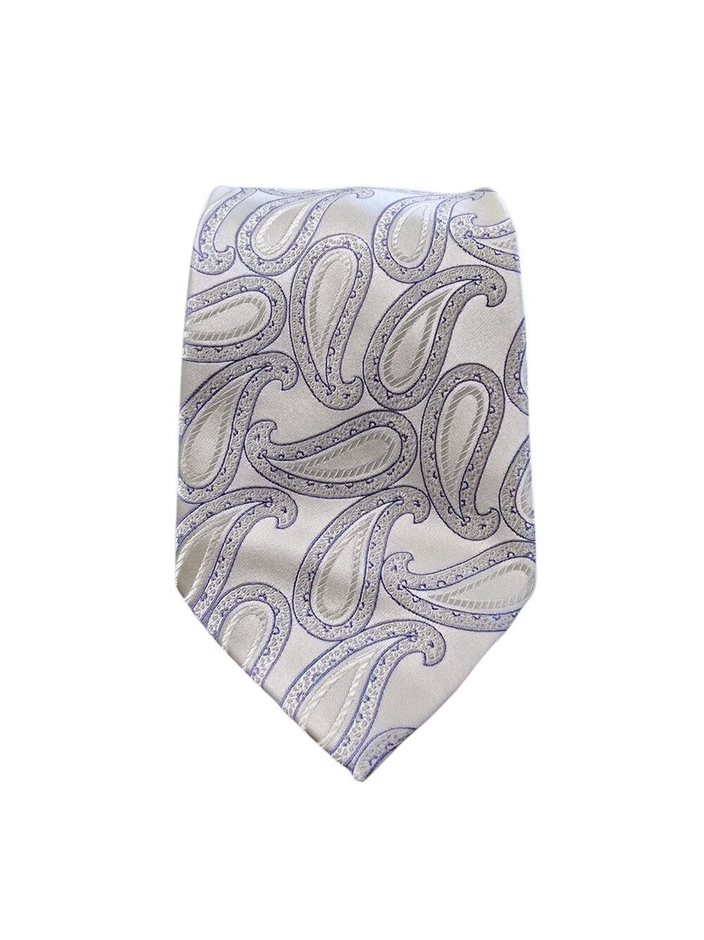 Bugatti White Paisley Silk Tie